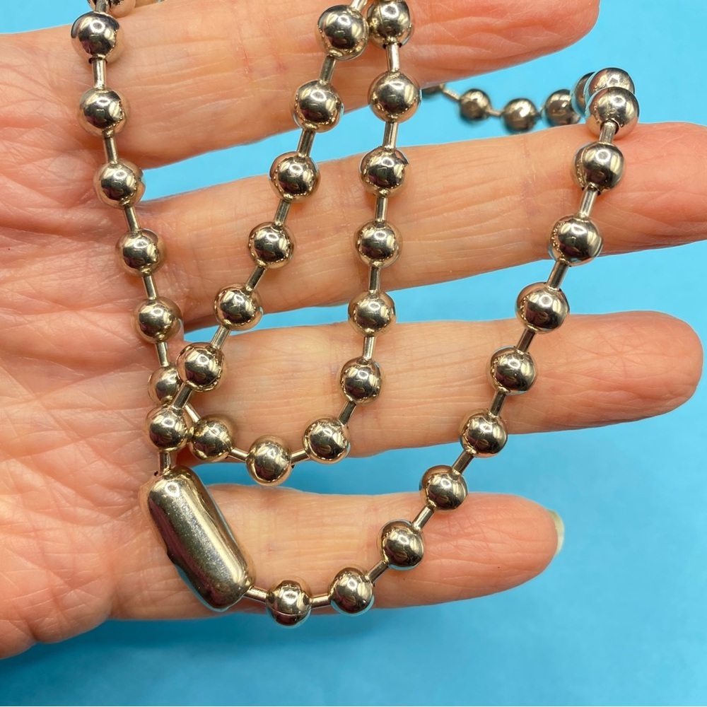Silvertone Chunky Metal Ball Bead Chain With Snap Clasp Unisex